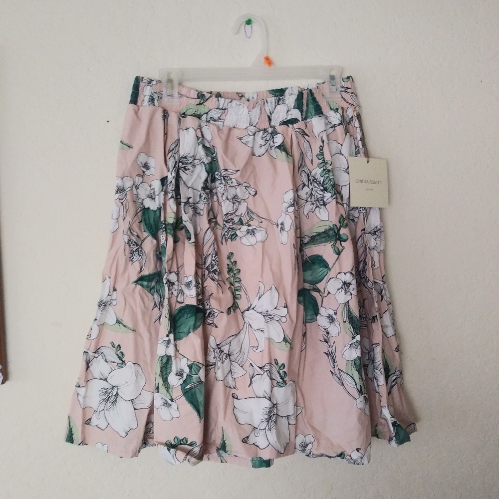 Cynthia Rowley Floral Midi Skirt Large